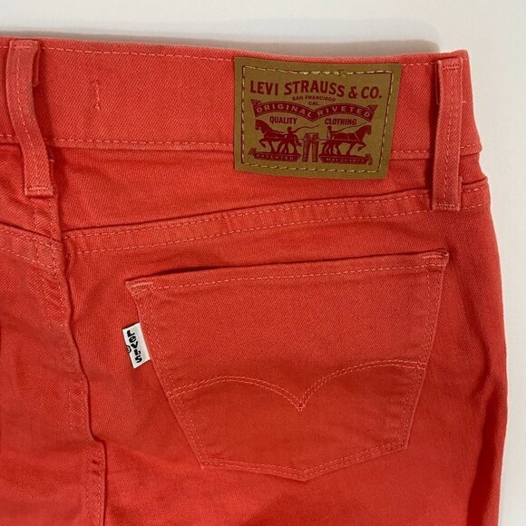 Levi's Women's 710 Super Skinny Jeans Size 26 (26 x 29) Coral Orange Mid Rise - Picture 9 of 11